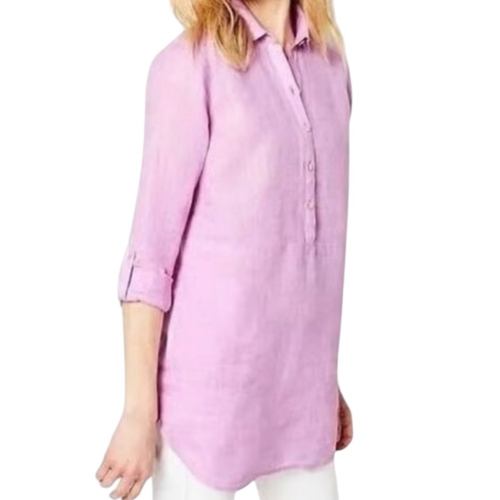 J. Jill "Love Linen" Lilac Long Sleeve Popover Tunic  XL